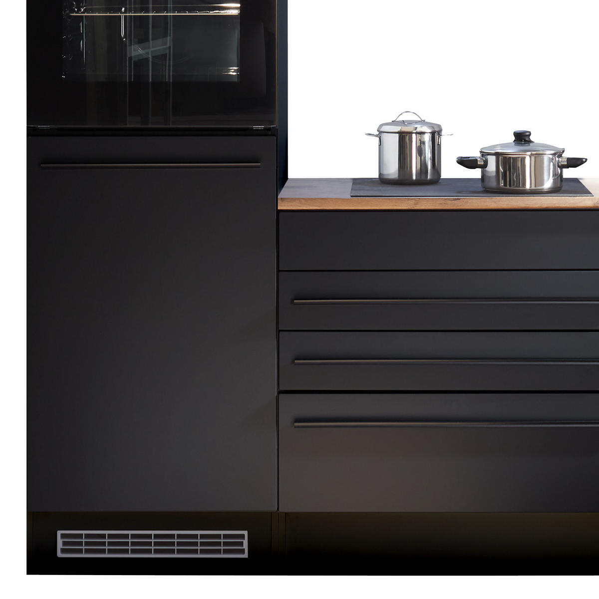 KÜCHENBLOCK 260 cm   in Schwarz  - Eichefarben/Schwarz, LIFESTYLE, Holzwerkstoff/Kunststoff (260cm) - MID.YOU