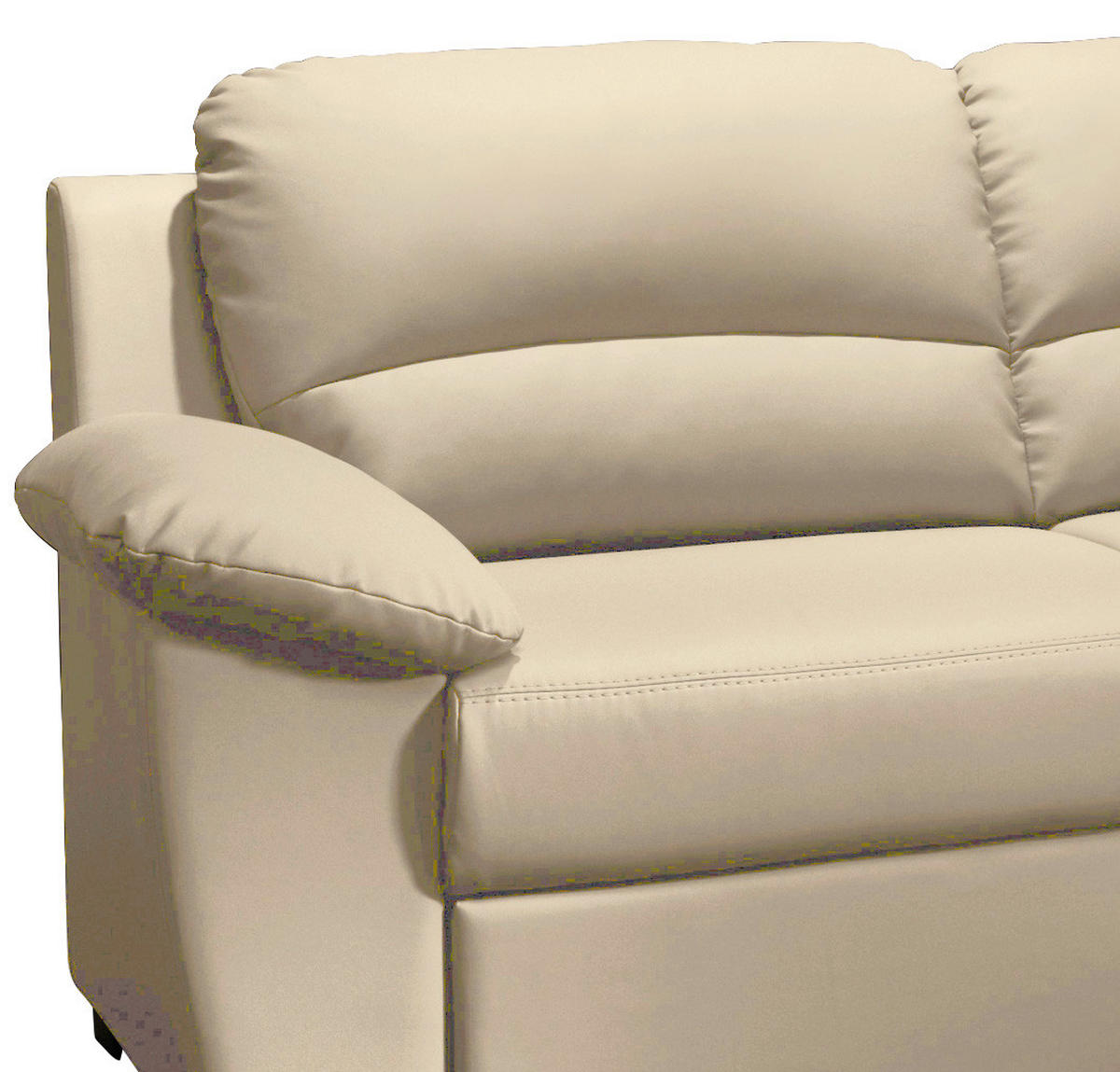 ECKSOFA in Lederlook Beige  - Beige/Schwarz, Konventionell, Kunststoff/Textil (240/45/165cm) - MID.YOU