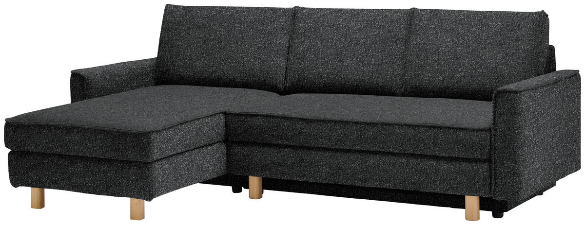 ECKSOFA  in Mikrovelours Anthrazit  170/237 cm  - Eichefarben/Anthrazit, KONVENTIONELL, Holz/Textil (170/237cm) - Sedda