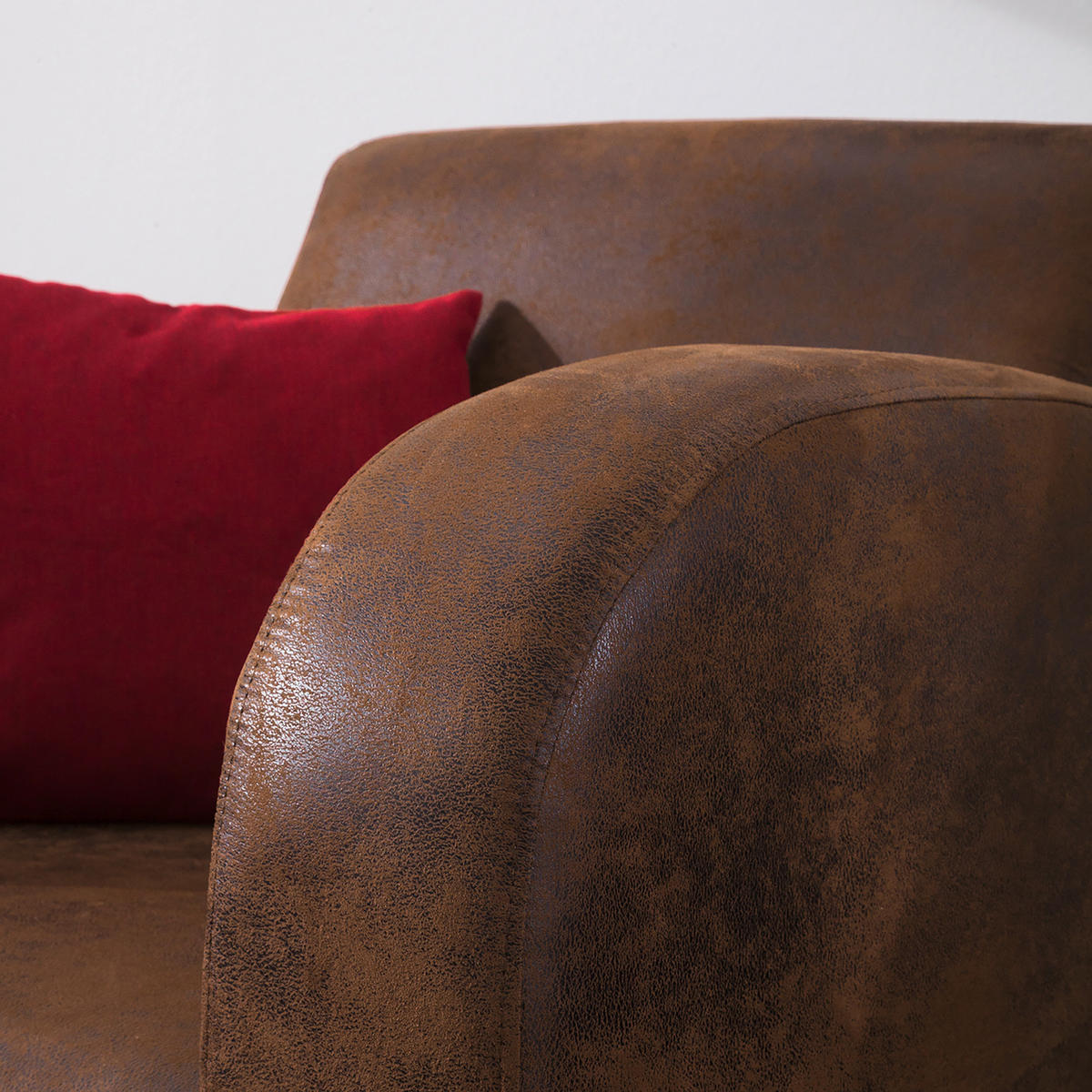 SESSEL in Lederlook Braun  - Dunkelbraun/Braun, Design, Holz/Textil (92/80/89cm) - Livetastic