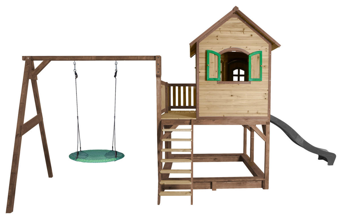 SPIELTURM 613/291/277 cm  - Braun/Grau, KONVENTIONELL, Holz (613/291/277cm) - Ambia Garden