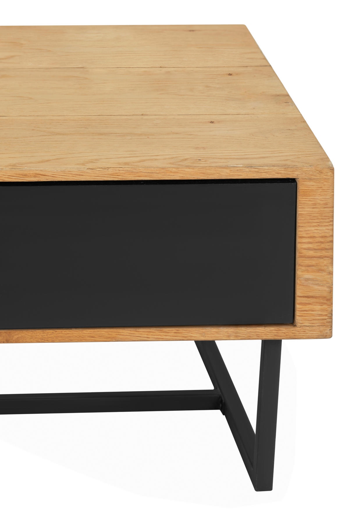 COUCHTISCH Eiche furniert 110/60/40 cm rechteckig Naturfarben, Schwarz  - Schwarz/Naturfarben, Design, Holz/Holzwerkstoff (110/60/40cm) - MID.YOU