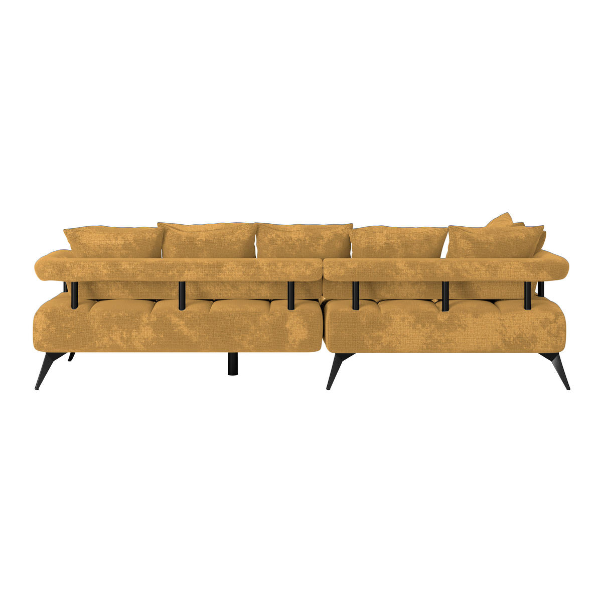 ECKSOFA in Flachgewebe Goldfarben  - Goldfarben/Schwarz, Modern, Kunststoff/Textil (200/297cm) - Livetastic