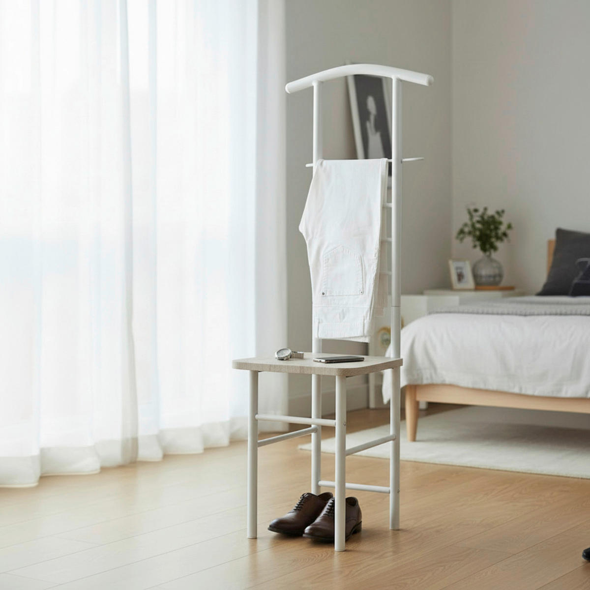HERRENDIENER - Eichefarben/Weiß, Basics, Holzwerkstoff/Metall (46/119/50cm) - Carryhome