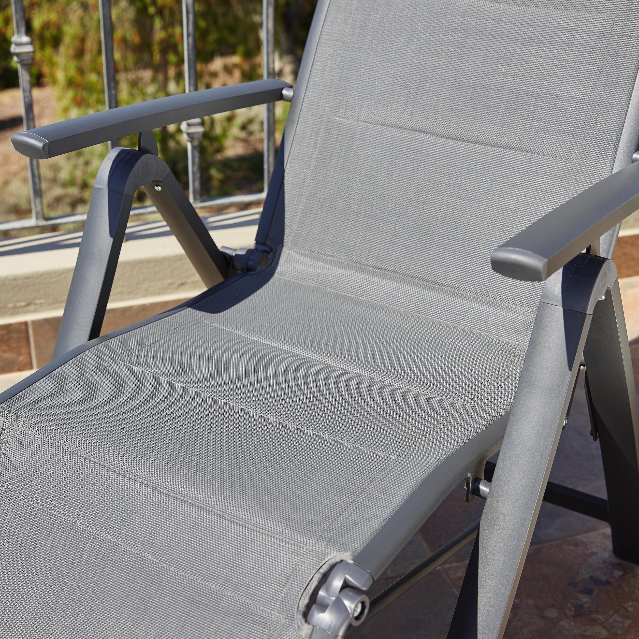 Garten Relaxsessel Klappbar Mit Textilene In Grau