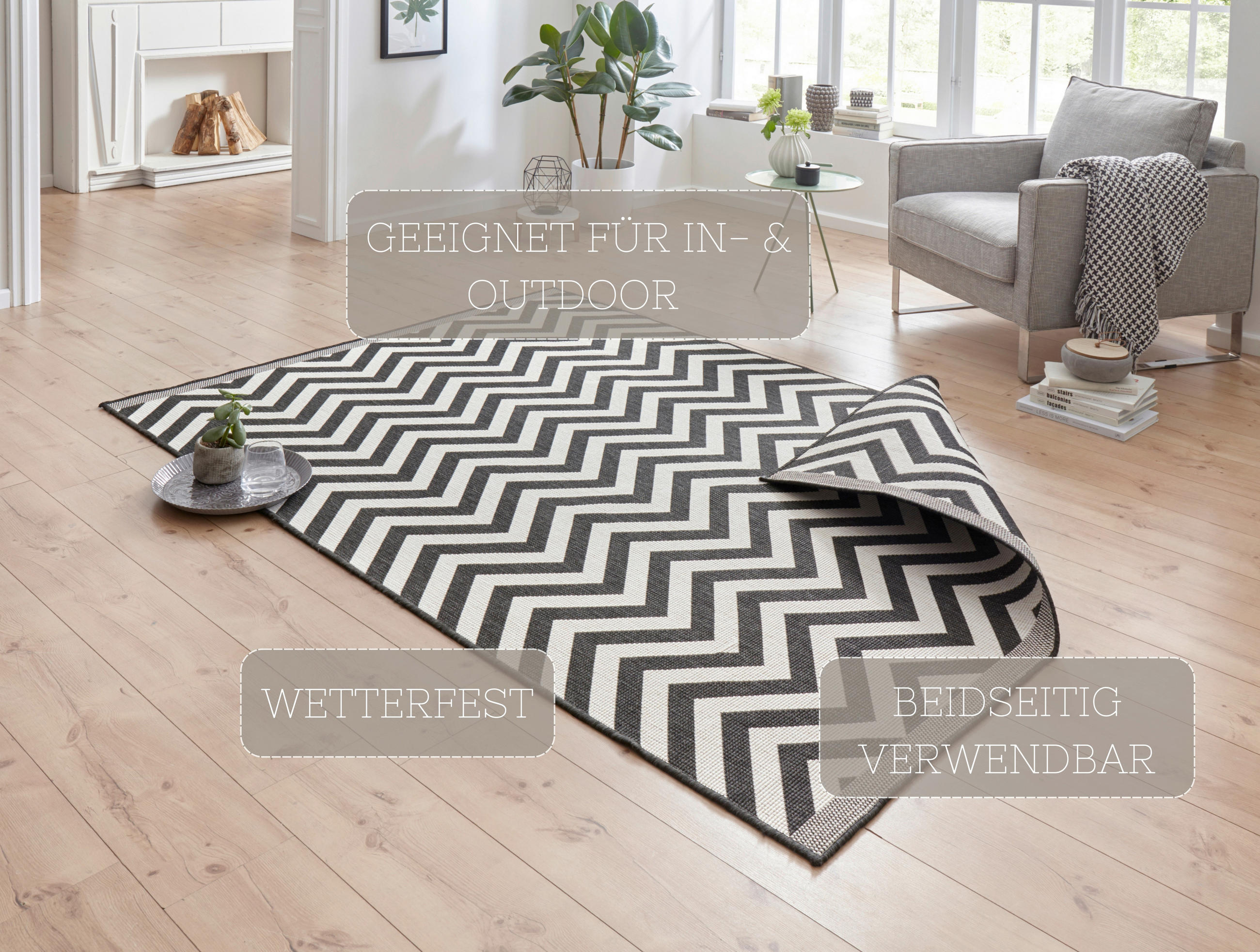 OUTDOORTEPPICH 80/150 cm Twin Supreme Creme, Schwarz  - Creme/Schwarz, Design, Kunststoff (80/150cm)