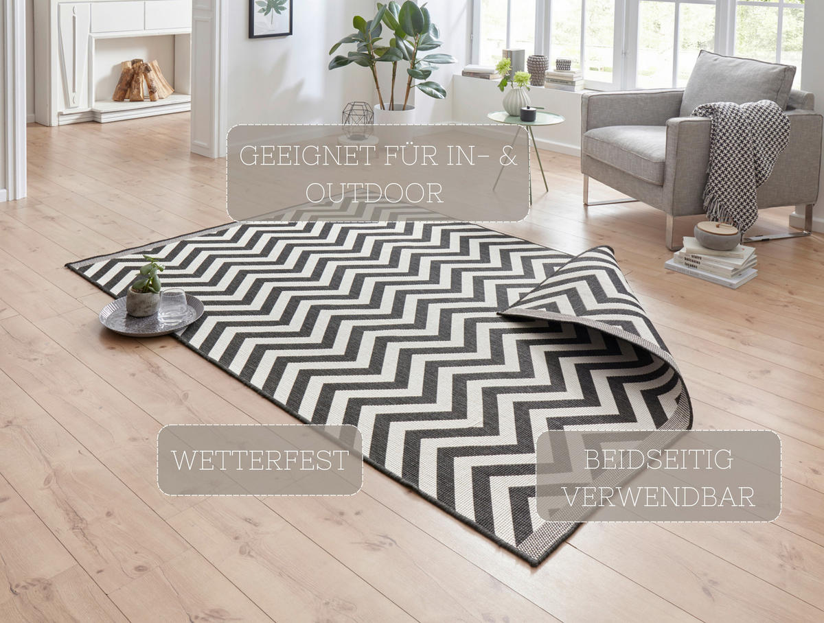 OUTDOORTEPPICH 120/170 cm Twin Supreme Creme, Schwarz  - Creme/Schwarz, Design, Kunststoff (120/170cm)