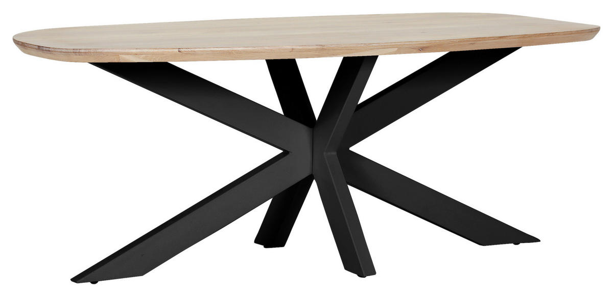 ESSTISCH Holz 200/100/77 cm  - Eichefarben/Schwarz, Modern, Holz/Metall (200/100/77cm) - Livetastic