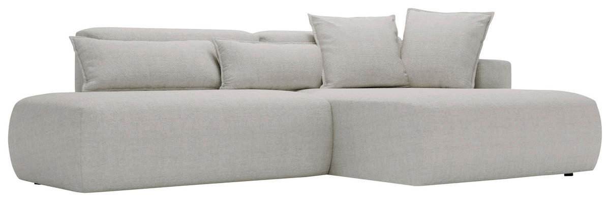 ECKSOFA Chenille Hellgrau  - Hellgrau/Schwarz, Design, Kunststoff/Textil (284/160cm) - Livetastic