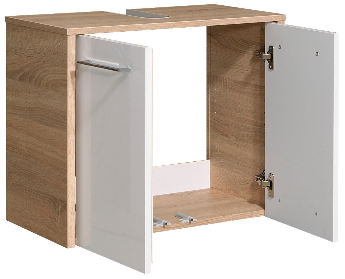 WASCHBECKENUNTERSCHRANK 65/53/33 cm - Chromfarben/Eichefarben, Design, Holzwerkstoff/Metall (65/53/33cm) - Xora