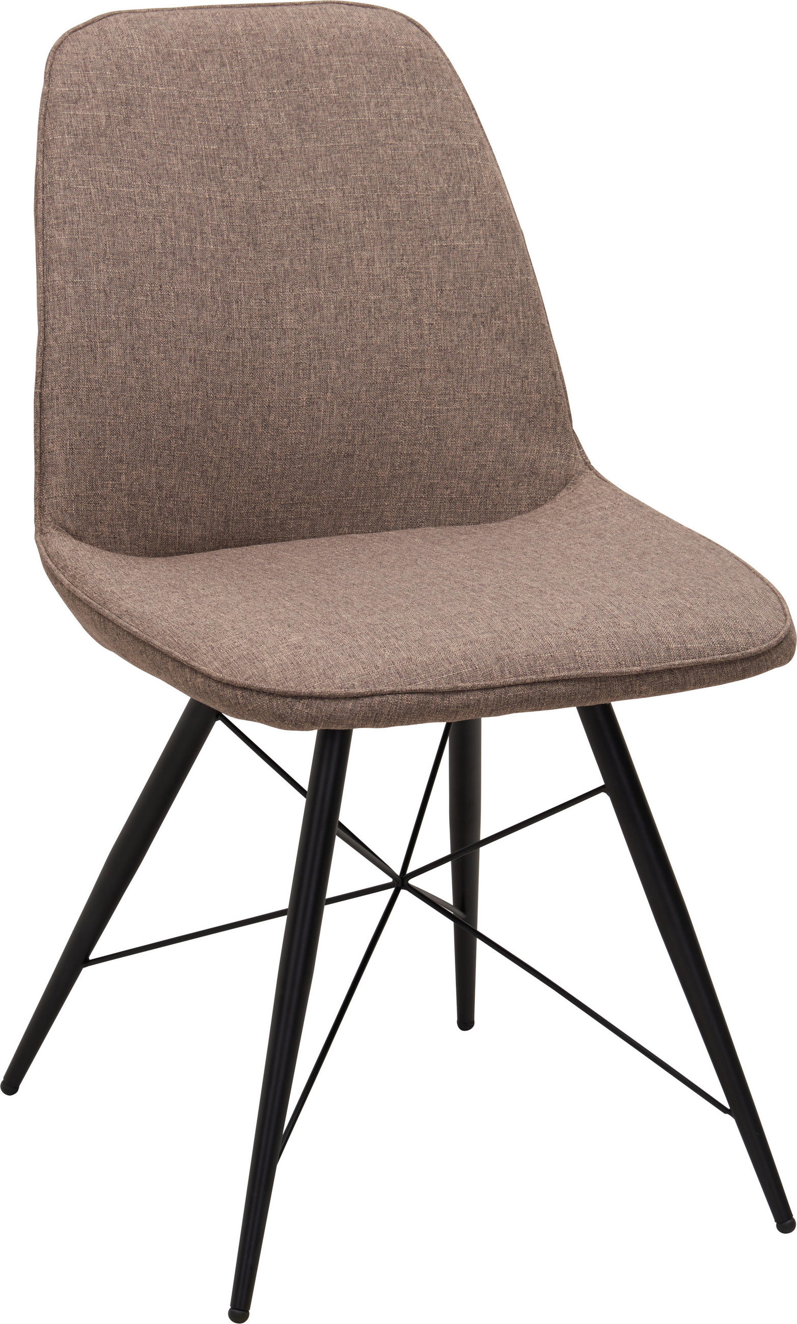 Stuhl in Metall, Textil Braun, Schwarz