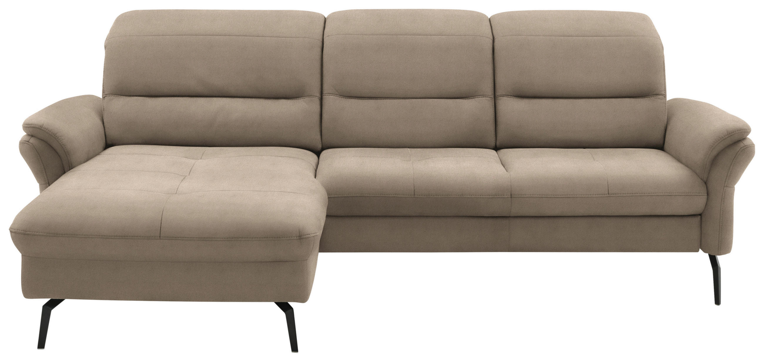 ECKSOFA in Flachgewebe Naturfarben, Sandfarben  - Sandfarben/Schwarz, Konventionell, Textil/Metall (181/260cm) - Beldomo Speed