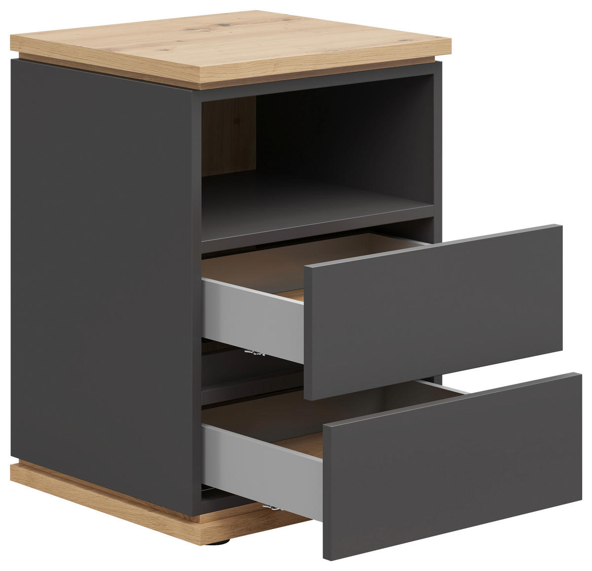 NACHTTISCH 45/63/42 cm  in Graphitfarben, Weiss  - Weiss/Schwarz, Modern, Holzwerkstoff (45/63/42cm) - Xora