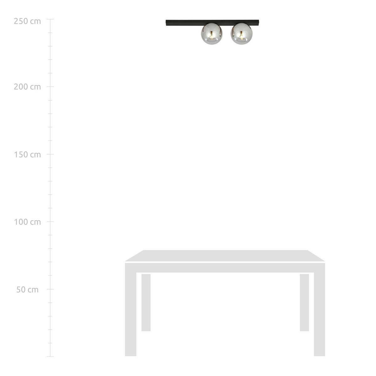 DECKENLEUCHTE 60/14/17 cm  - Schwarz, KONVENTIONELL, Glas/Metall (60/14/17cm)