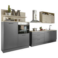 KÜCHENLEERBLOCK 320 cm   in Anthrazit, Eichefarben  - Eichefarben/Anthrazit, MODERN, Holzwerkstoff/Metall (320cm) - MID.YOU