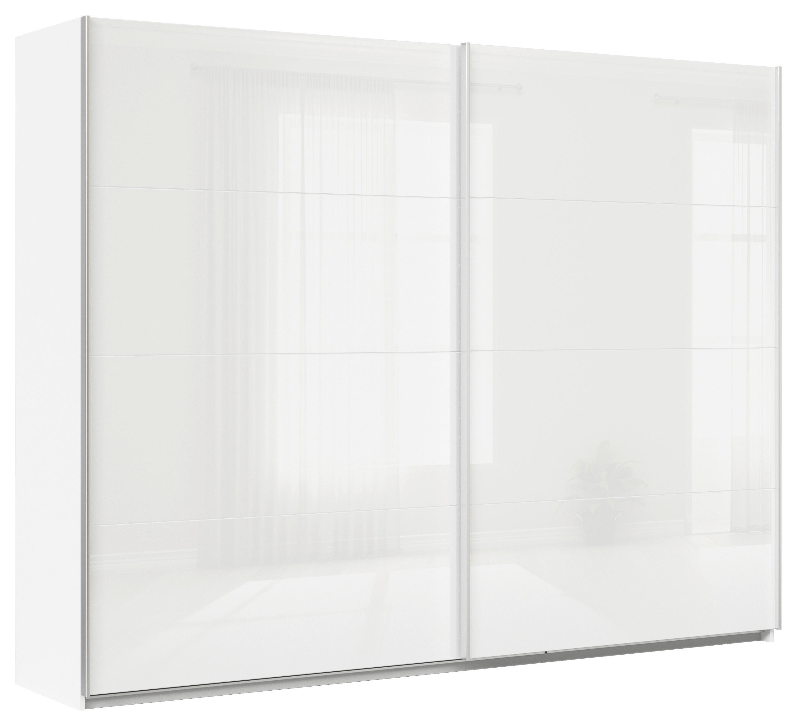 SCHWEBETÜRENSCHRANK  in Weiß  - Alufarben/Weiß, KONVENTIONELL, Glas/Holzwerkstoff (271/210/62cm) - Xora