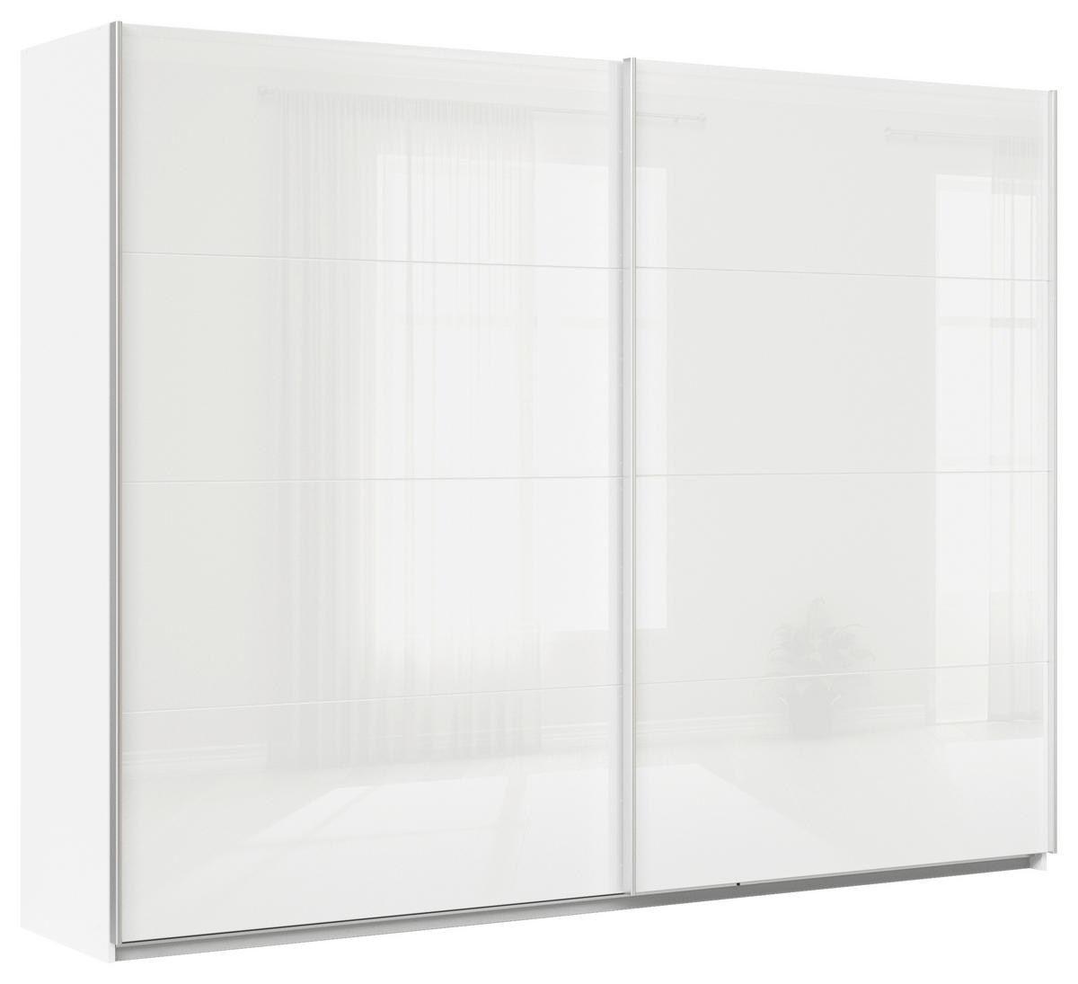 SCHWEBETÜRENSCHRANK  in Weiß  - Alufarben/Weiß, KONVENTIONELL, Glas/Holzwerkstoff (271/210/62cm) - Xora