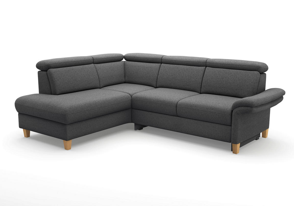 ECKSOFA GLENDALE E Dunkelgrau Flachgewebe  - Eichefarben/Dunkelgrau, KONVENTIONELL, Holz/Textil (193/247cm) - Sit & More