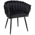 ARMLEHNSTUHL in Samt - Schwarz, LIFESTYLE, Textil/Metall (60/78/55cm) - Ambia Home