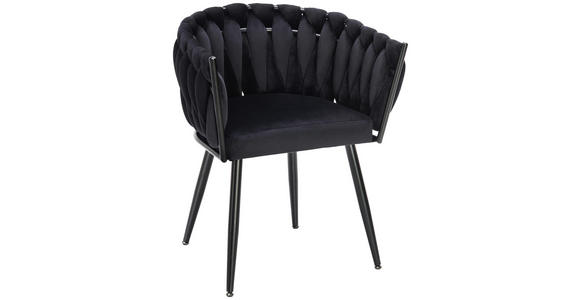 ARMLEHNSTUHL in Samt - Schwarz, LIFESTYLE, Textil/Metall (60/78/55cm) - Ambia Home