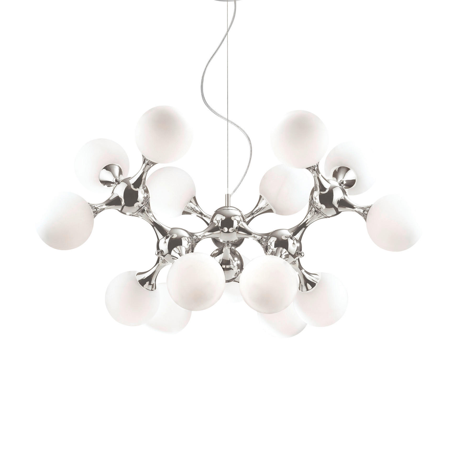 HÄNGELEUCHTE 105/83-240 cm  - Chromfarben/Weiß, Design, Glas/Metall (105/83-240cm) - Ideal Lux