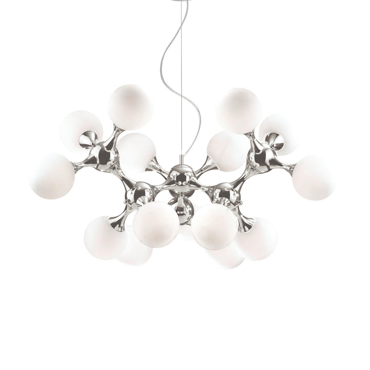 HÄNGELEUCHTE 105/83-240 cm  - Chromfarben/Weiß, Design, Glas/Metall (105/83-240cm) - Ideal Lux