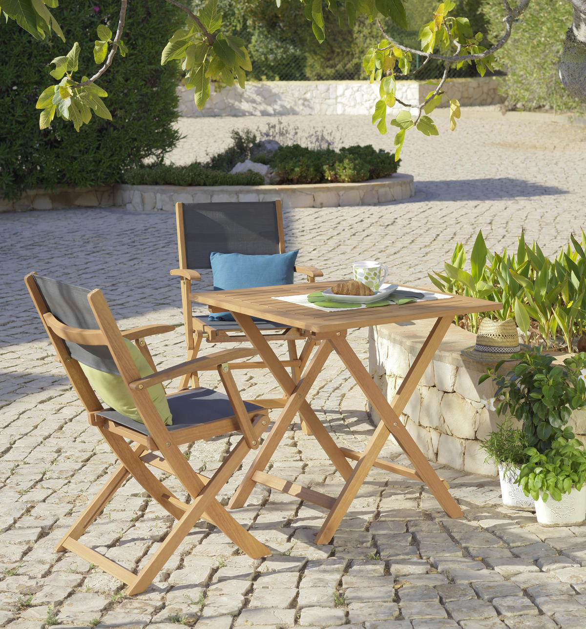 MASĂ PLIANTĂ PENTRU GRĂDINĂ 75/75/72 cm   - culoare lemn tec, Romantik / Landhaus, lemn (75/75/72cm) - Ambia Garden