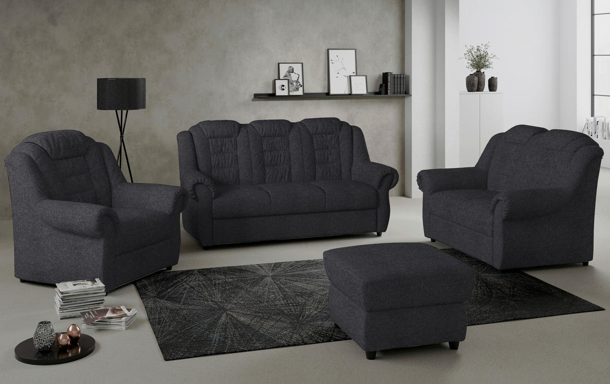 HOCKER in Textil Schwarz  - Schwarz, KONVENTIONELL, Kunststoff/Textil (68/45/68cm) - Livetastic