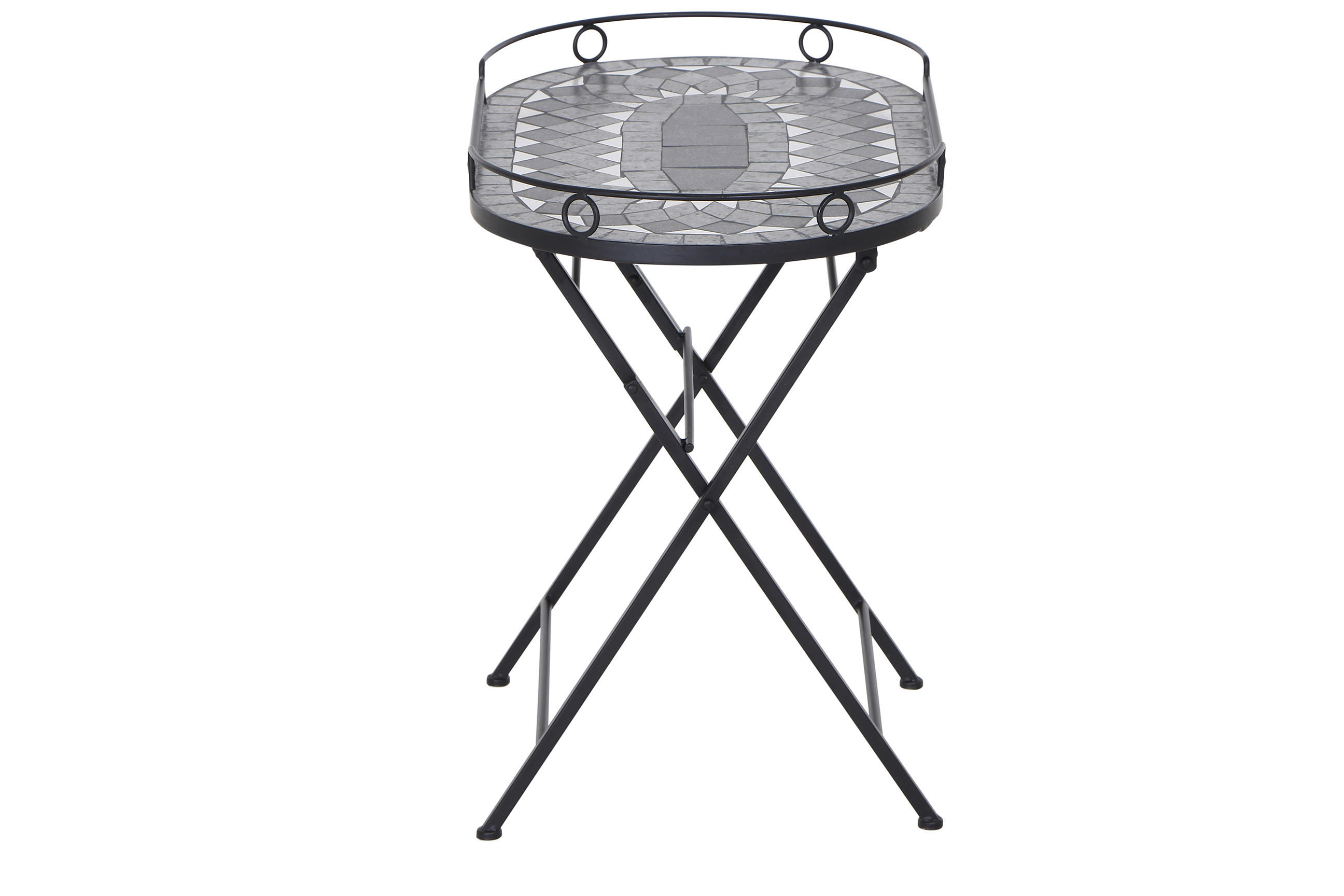 GARTENBEISTELLTISCH 67,5/41/60 cm Metall, Keramik  - Schwarz, KONVENTIONELL, Keramik/Metall (67,5/41/60cm) - Siena Garden