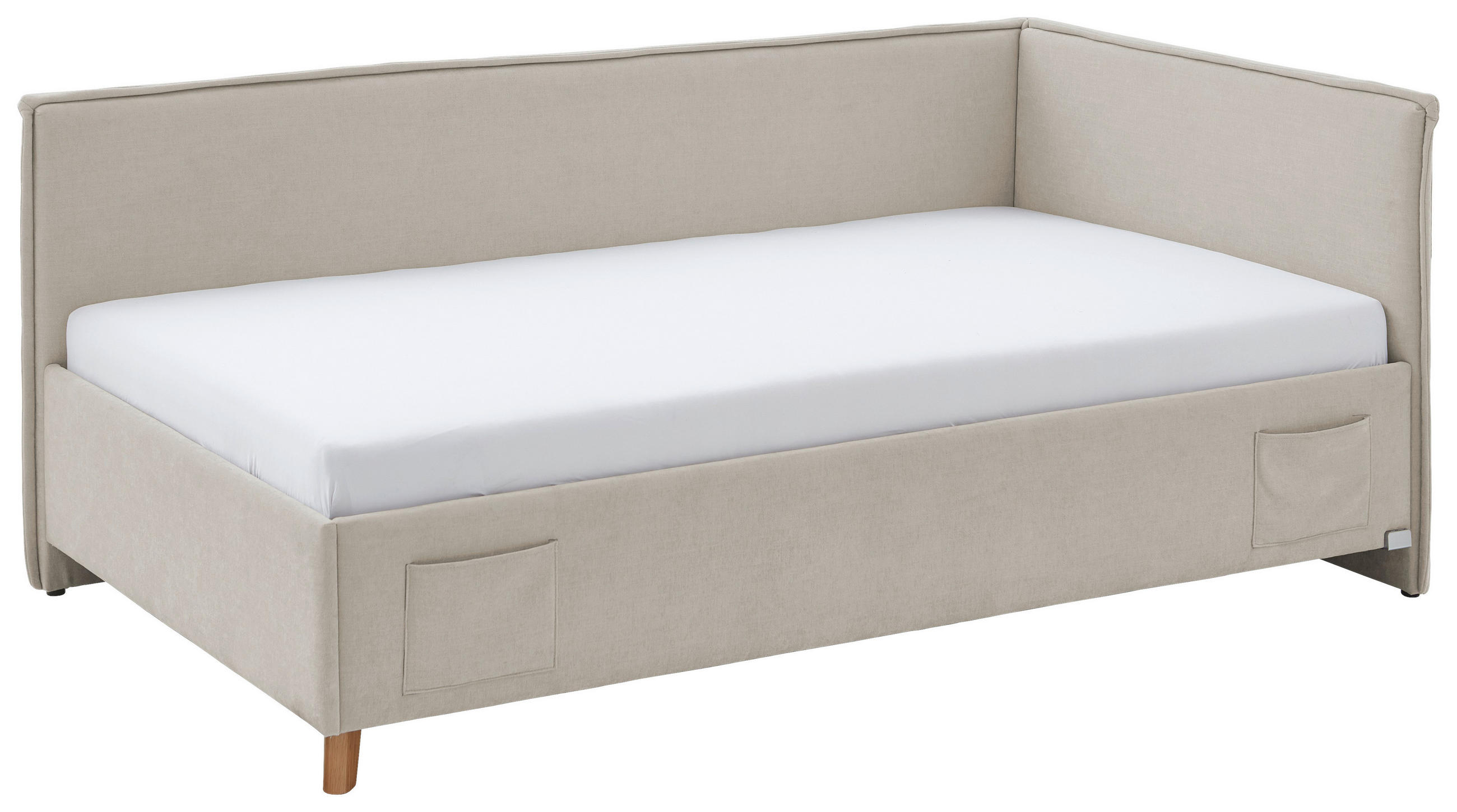 POLSTERLIEGE Flachgewebe Beige - Eichefarben/Beige, KONVENTIONELL, Holz/Textil (140/200cm) - Stylife