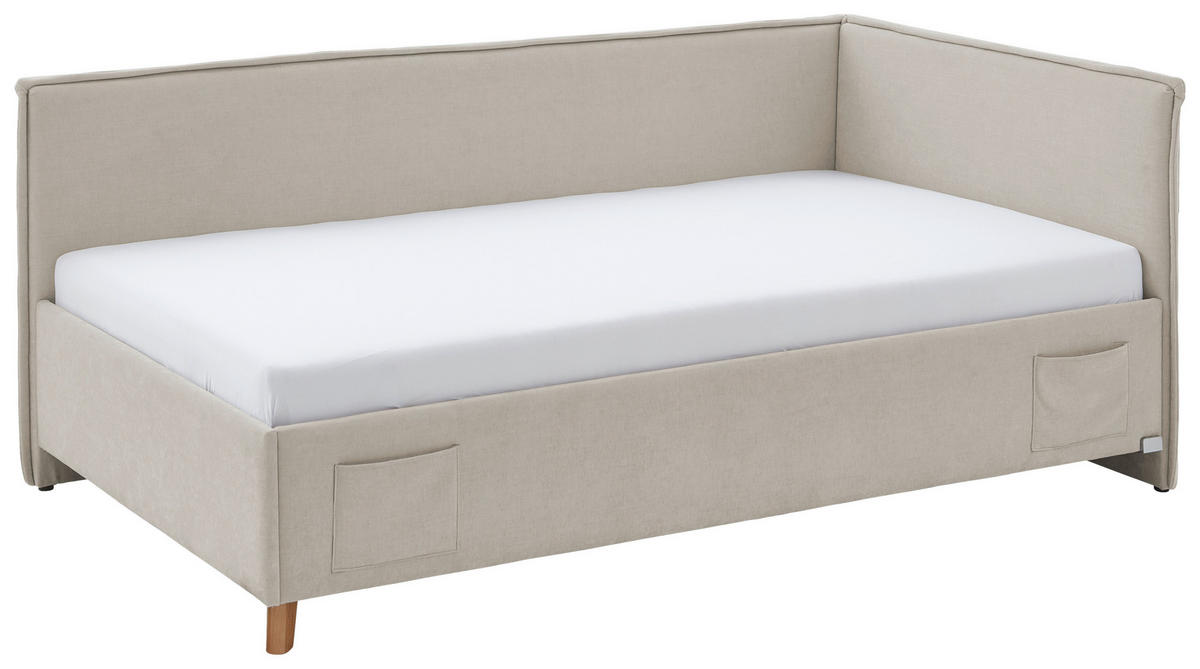 POLSTERLIEGE Flachgewebe Beige  - Eichefarben/Birkefarben, KONVENTIONELL, Holz/Textil (140/200cm) - Stylife
