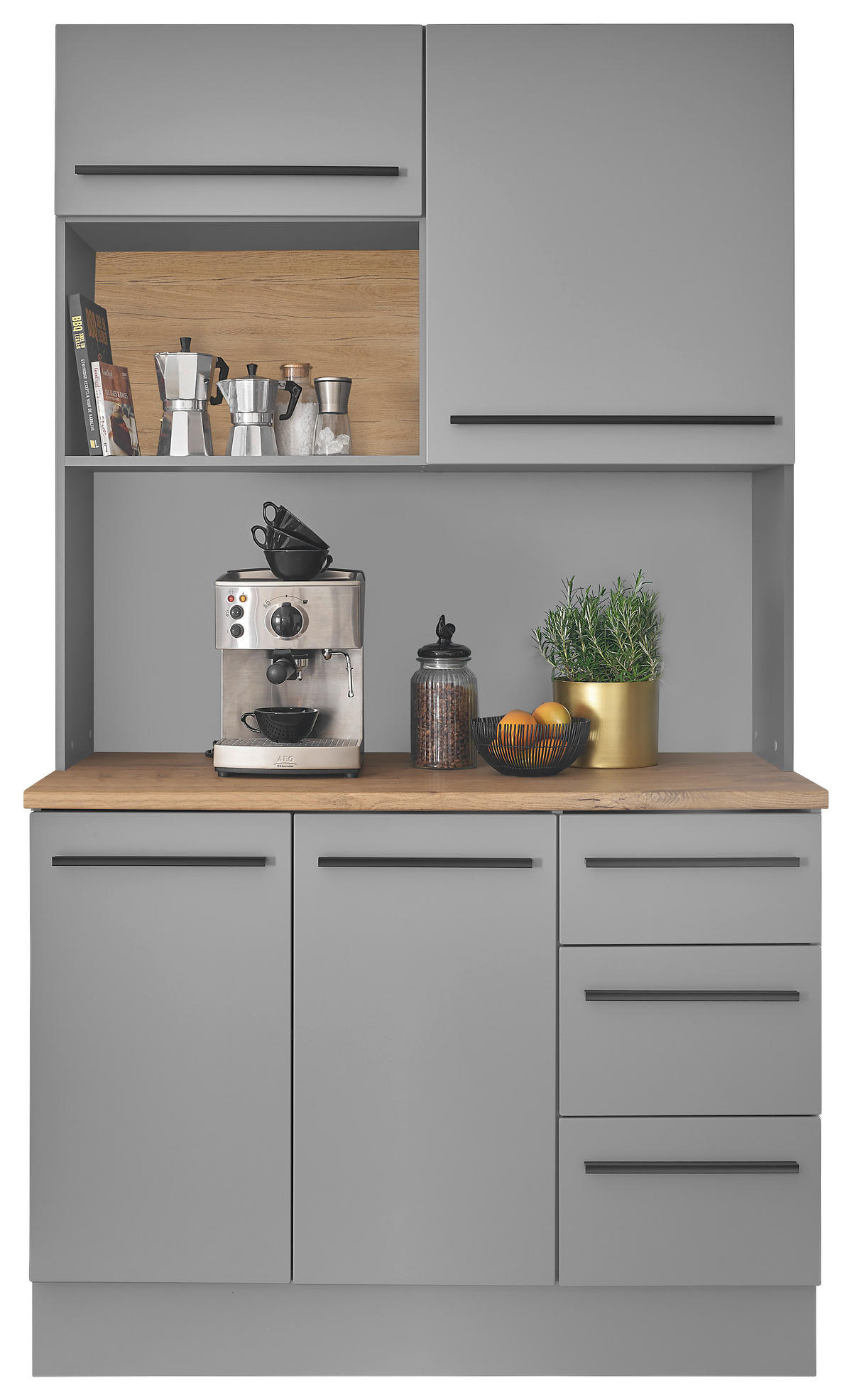 BUFFET 120/211/60 cm  in Grau, Eichefarben  - Eichefarben/Schwarz, Design, Holzwerkstoff/Kunststoff (120/211/60cm) - MID.YOU