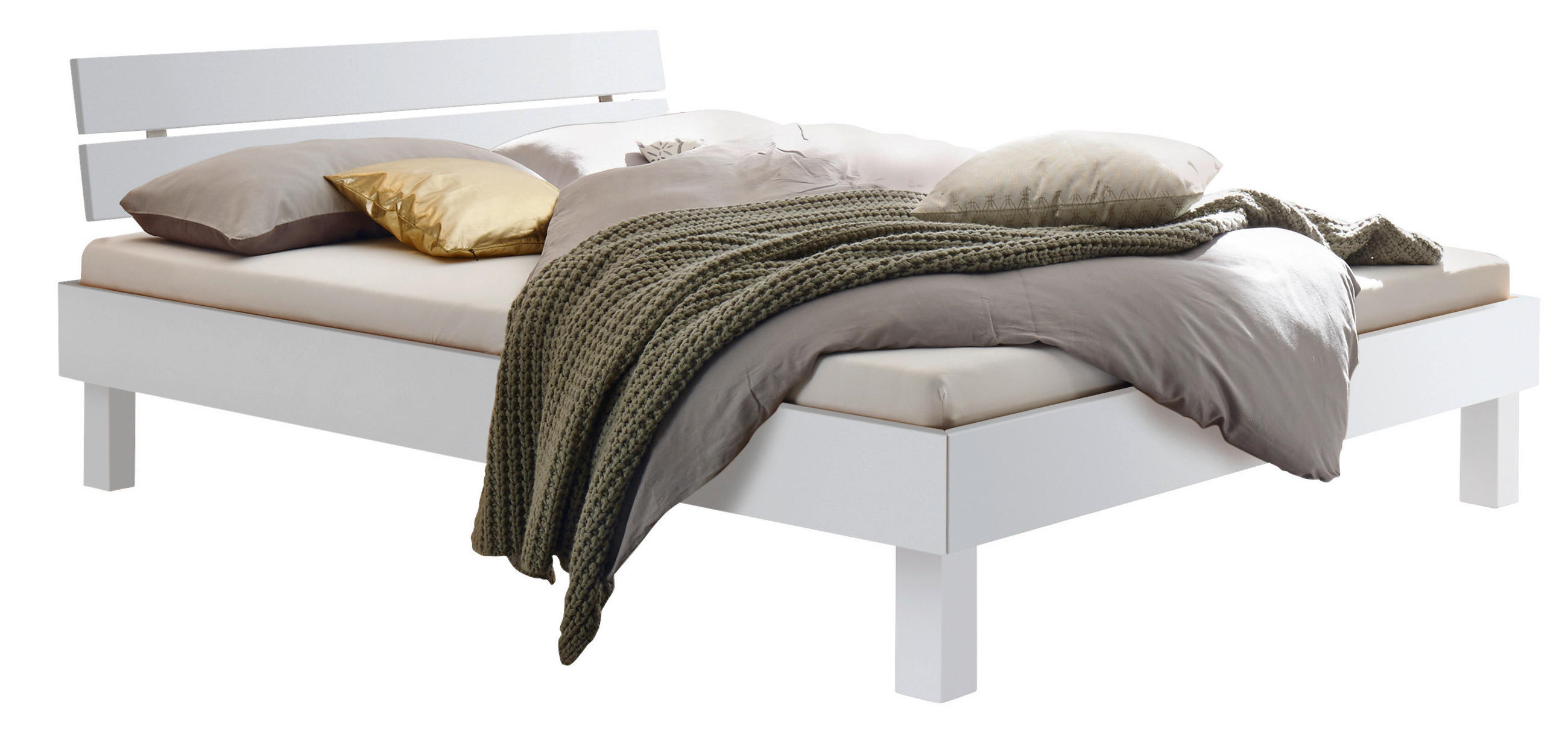 BETT 200/200 cm,  in Weiß,  - Weiß, Natur (200/200cm) - Hasena