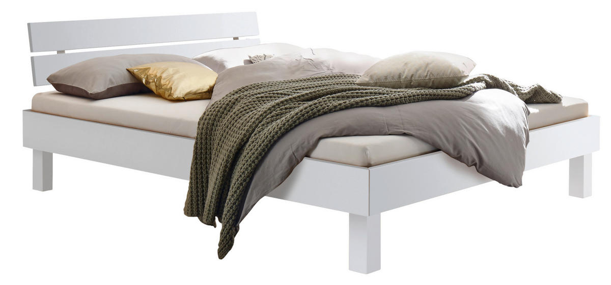 BETT 200/200 cm,  in Weiß,  - Weiß, Natur (200/200cm) - Hasena