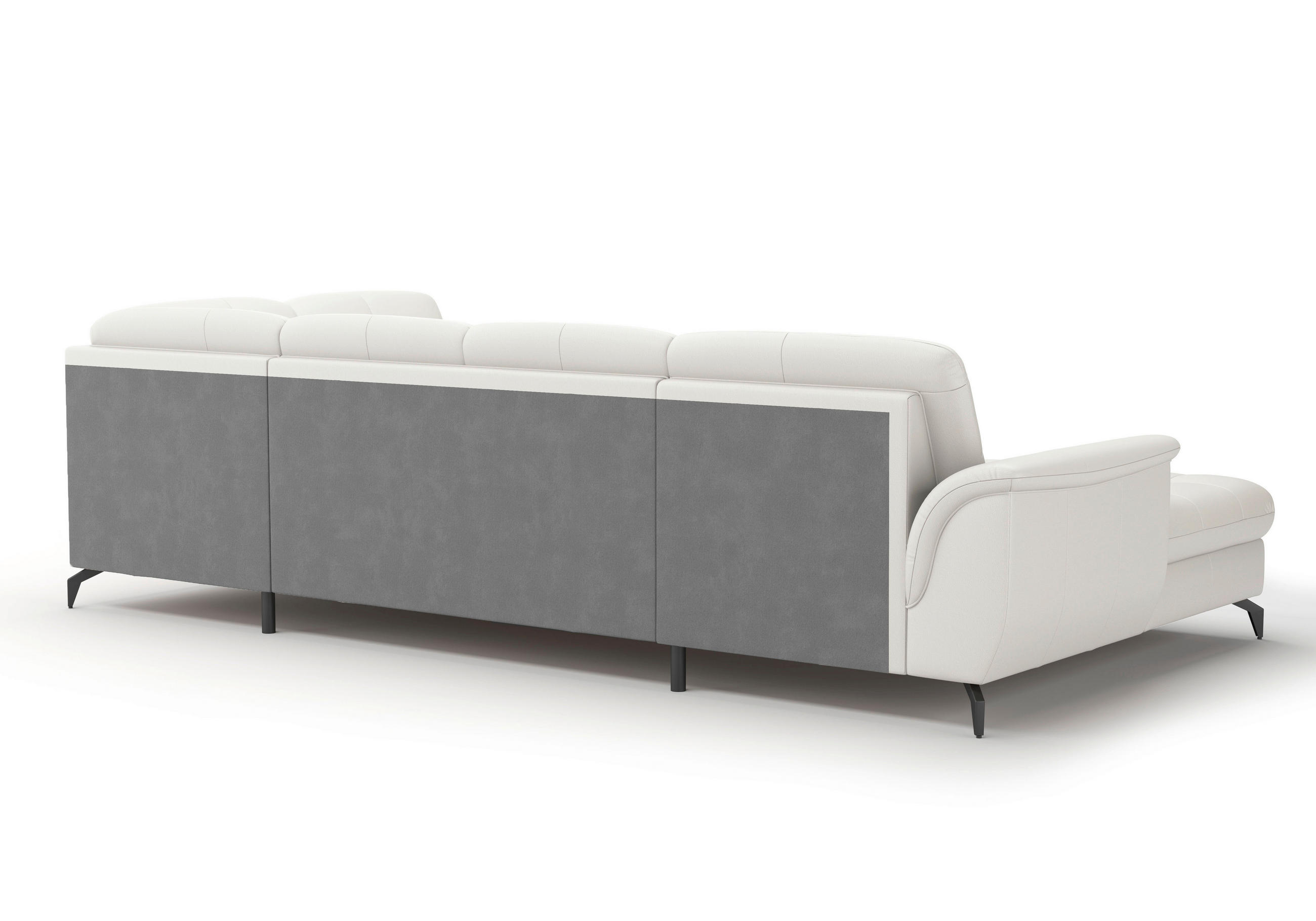WOHNLANDSCHAFT in Vliesstoff Kombination Echtleder/Stoff Weiss  - Weiss/Schwarz, Modern, Leder/Textil (164/319/212cm) - Sit & More