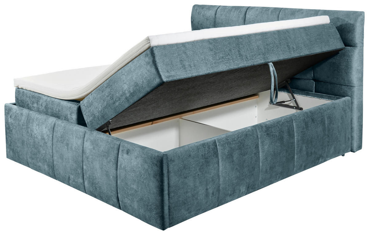 BOXBETT 180/200 cm  in Blau  - Blau/Schwarz, Konventionell, Kunststoff/Textil (180/200cm) - Modante