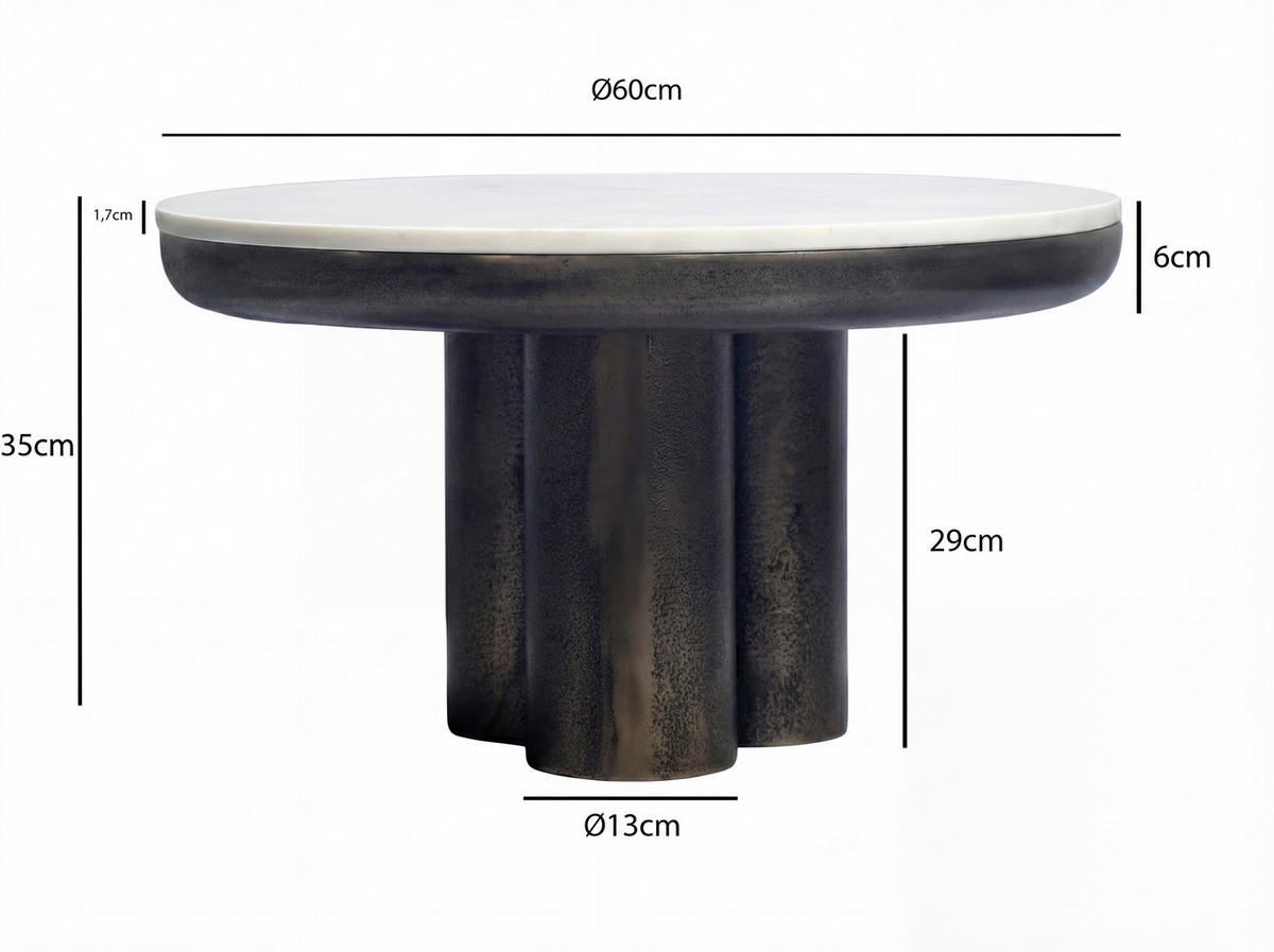 KONFERENČNÍ STOLEK, černá, kov, kámen, 60/60/35 cm - černá, Design, kov/kámen (60/60/35cm) - Livetastic