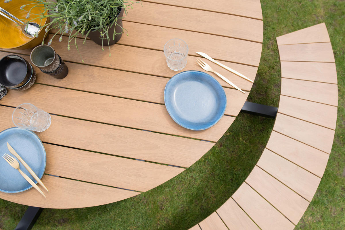 GARTENSET 3-teilig Aluminium  - Anthrazit/Teakfarben, KONVENTIONELL, Kunststoff/Metall (239/74cm)
