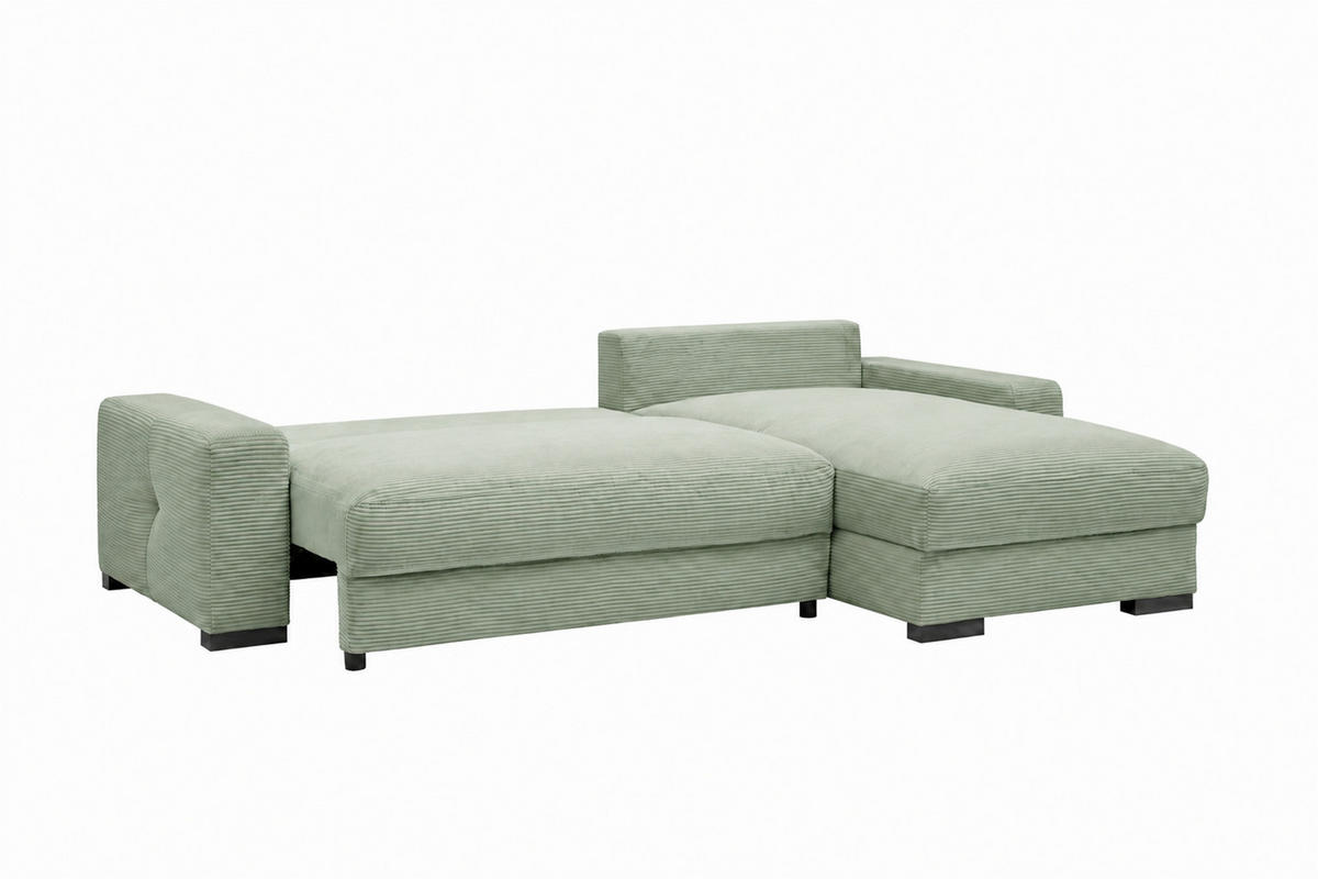 ECKSOFA  Cord Mintgrün  - Schwarz/Mintgrün, Basics, Holz/Holzwerkstoff (264/184cm) - MID.YOU