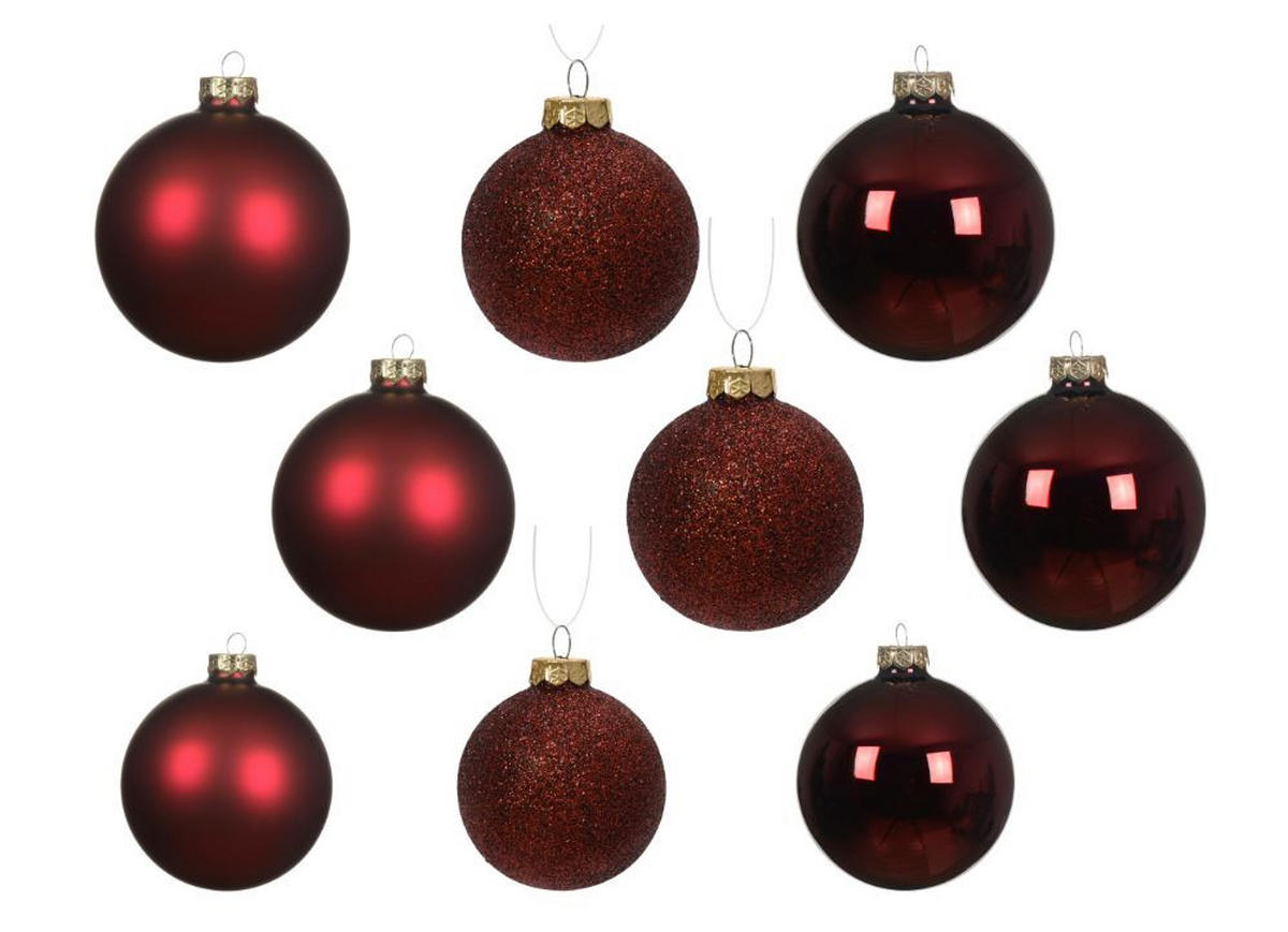 SET KUGLICA ZA BOR - tamno crvena, Konvencionalno, staklo (5-7cm)