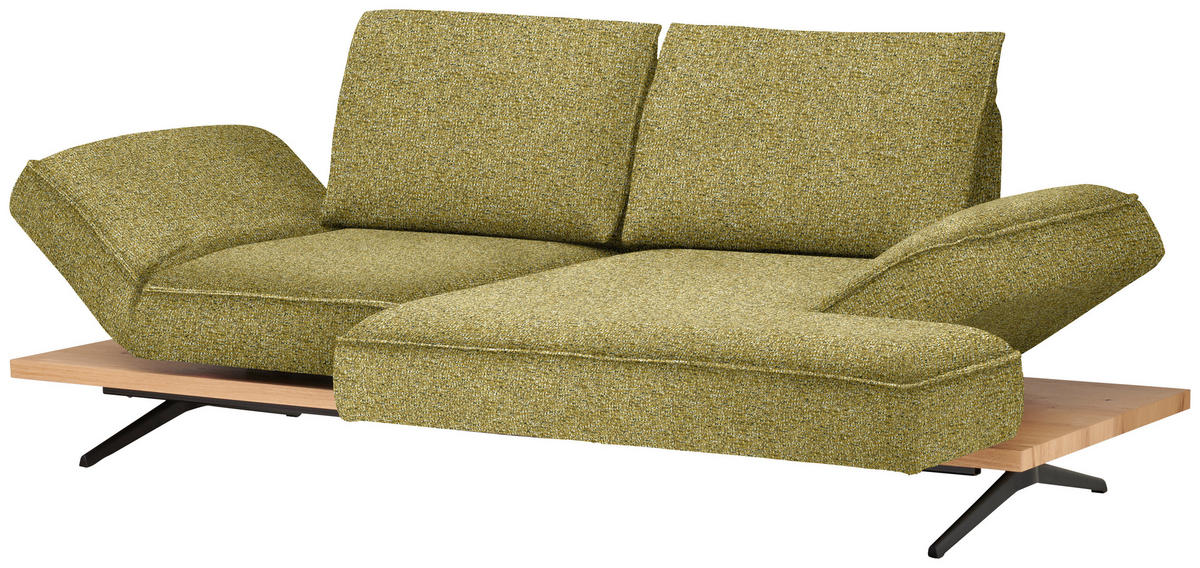 ECKSOFA Chenille Grün, Goldfarben  - Goldfarben/Schwarz, Design, Holz/Textil (240/132cm) - Koinor