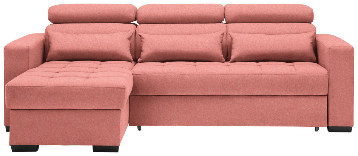 ECKSOFA  in Struktur Koralle  179/240 cm  - Koralle/Schwarz, MODERN, Kunststoff/Textil (179/240cm) - Carryhome