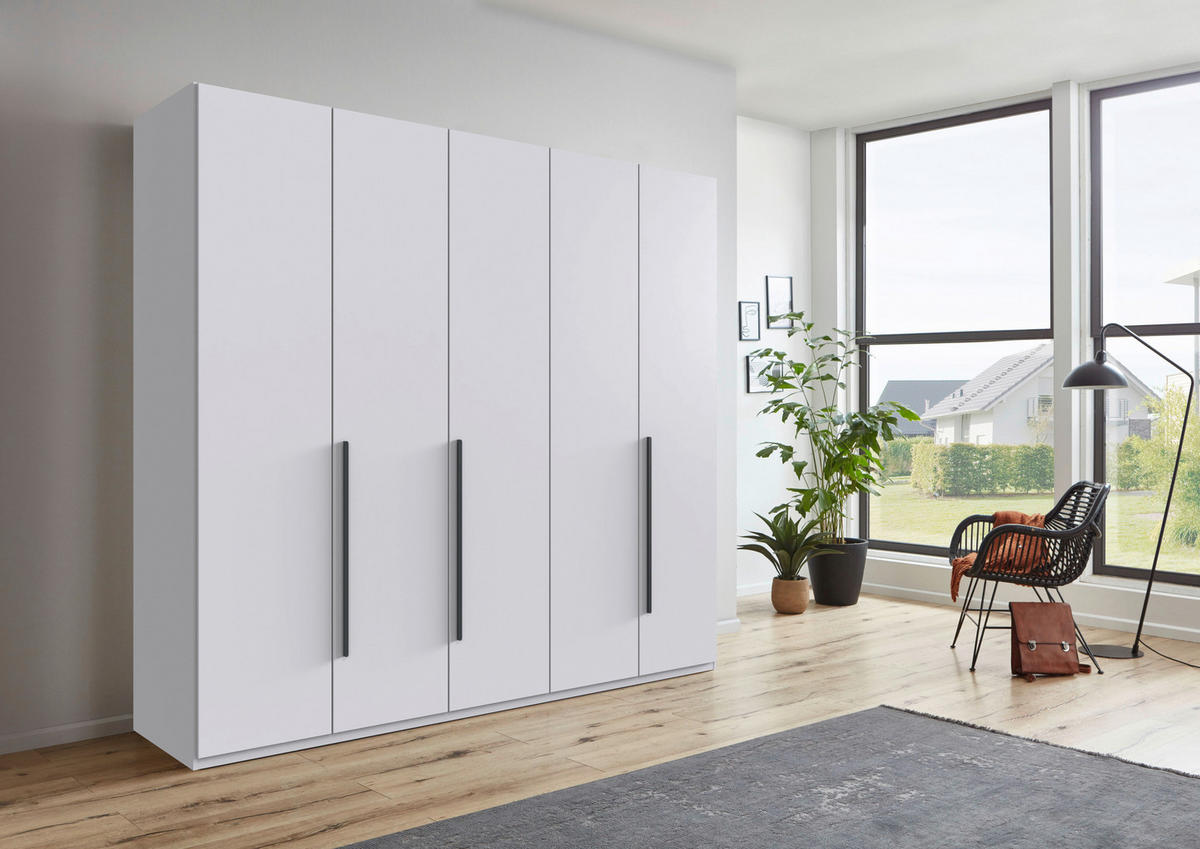 DREHTÜRENSCHRANK 5-türig Graphitfarben, Weiß  - Graphitfarben/Weiß, MODERN, Holzwerkstoff/Kunststoff (225/208/58cm) - Chameo