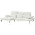 ECKSOFA Creme Webstoff  - Creme/Schwarz, Design, Textil/Metall (188/296cm) - Xora