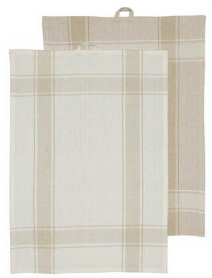KÖKSHANDDUK SET vit, beige  - vit/beige, Basics, textil (50/70/0.4cm)