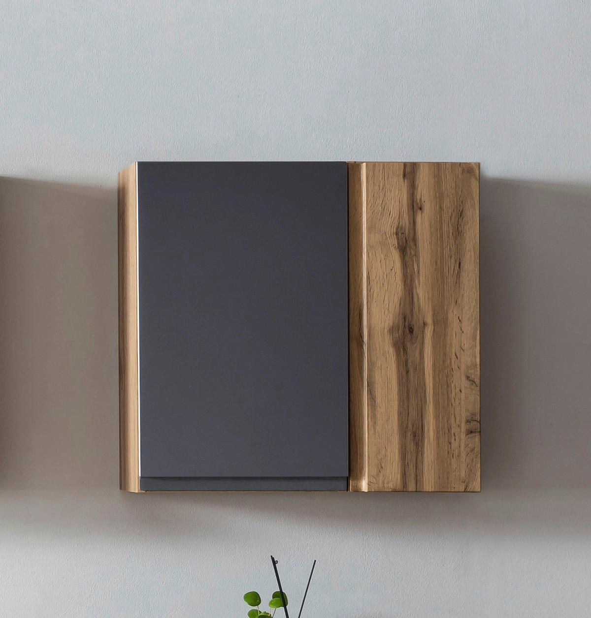 VÄGGHÄNGT SKÅP  - ek Wotan/grå, Modern, trämaterial (65/64/20cm) - Held