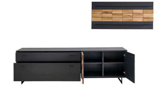 WOHNWAND  in Grau, Eichefarben  299,4/170,4/46,4 cm  - Eichefarben/Anthrazit, Design, Holz/Holzwerkstoff (299,4/170,4/46,4cm) - Novel