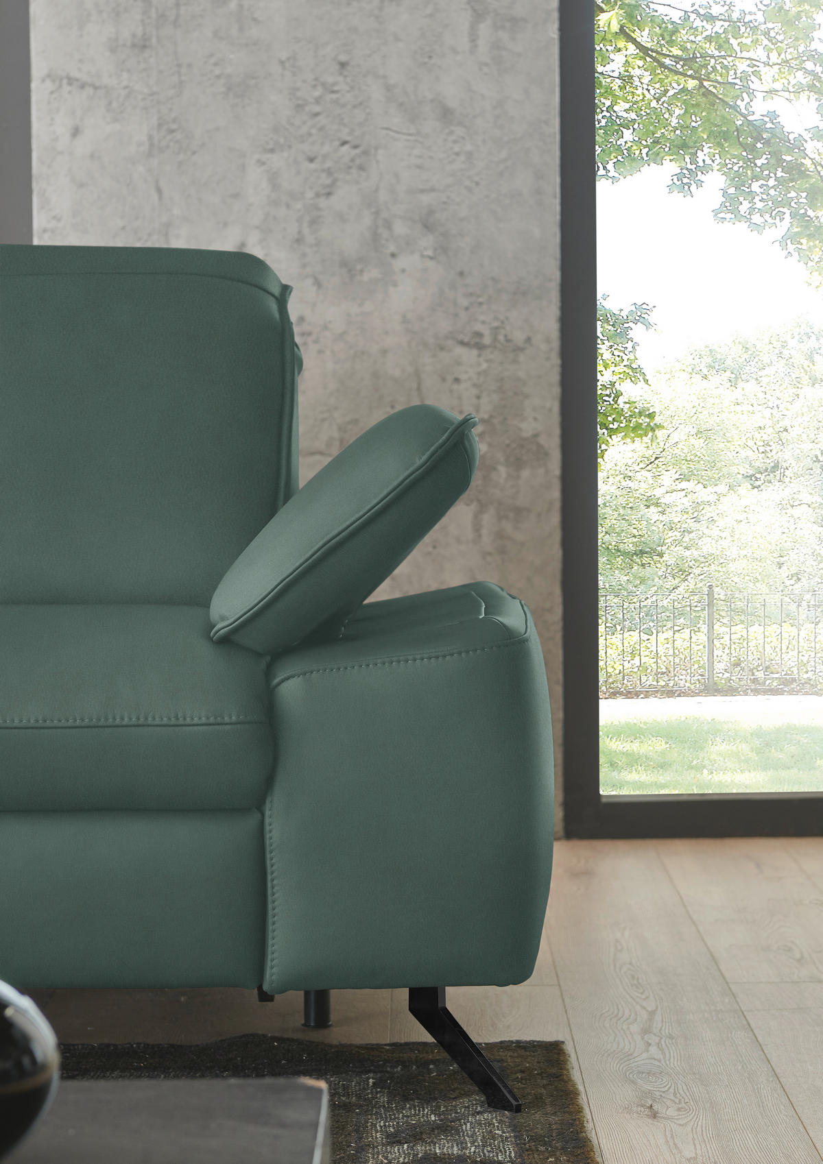ECKSOFA  Echtleder Opal  - Opal/Schwarz, Design, Leder/Metall (169/307cm) - Beldomo Premium