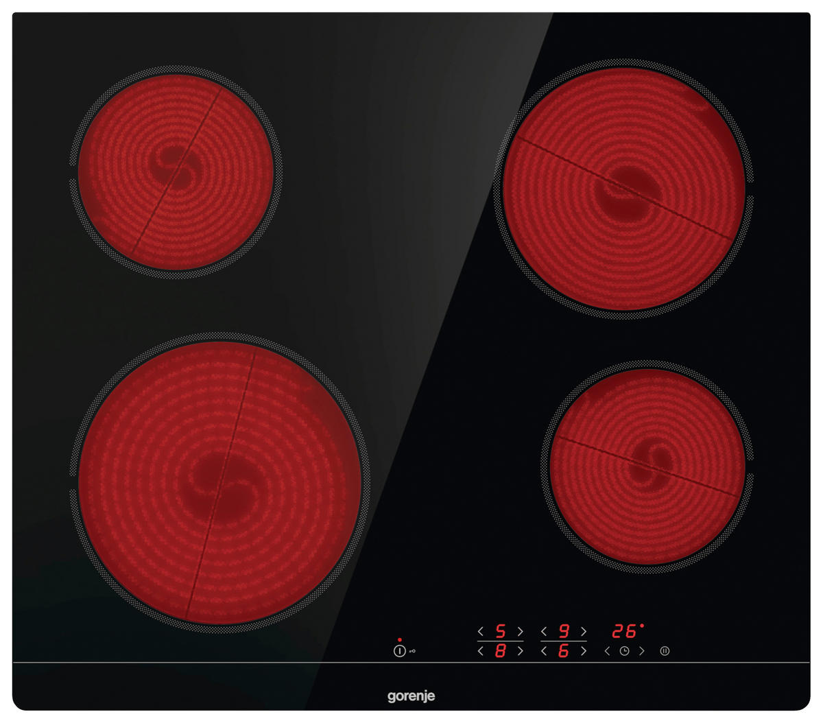 BACKOFENSET  - Schwarz, Glas/Metall (59,5/59,5/56,4cm) - Gorenje