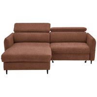 ECKSOFA inkl. Funktionen Rostfarben Struktur Bettkasten, Schlaffunktion, Rücken echt, Kopfteilverstellung  - Rostfarben/Schwarz, Design, Holz/Textil (185/232cm) - Stylife